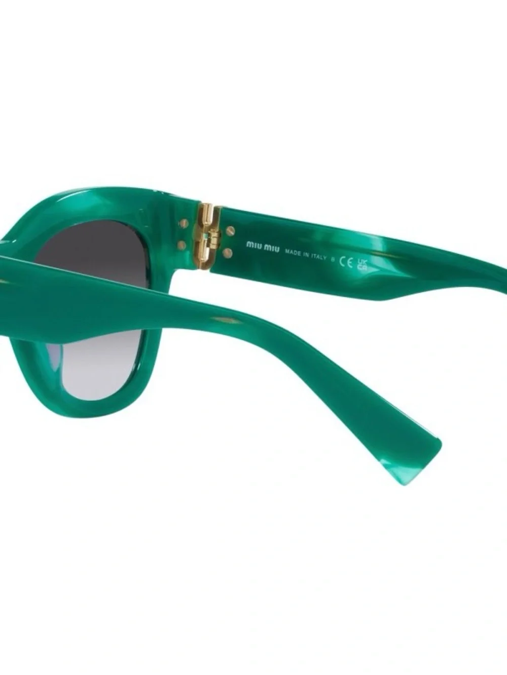 Miu Miu Green Sunglasses with Gold Logo - Picture 3 of 4